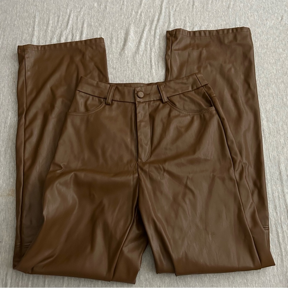 Brown leather pants